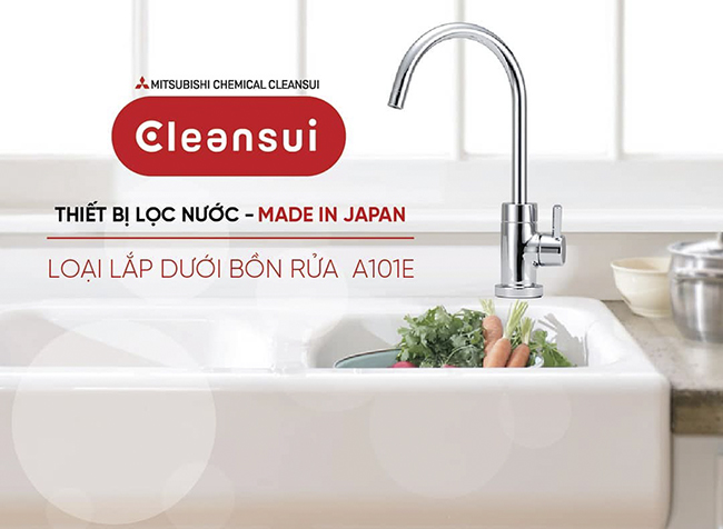 Thiết bị máy lọc nước dưới bồn rửa Mitsubishi Cleansui EU101 (mã cũ A101E) lắp trong tủ bếp để ngầm