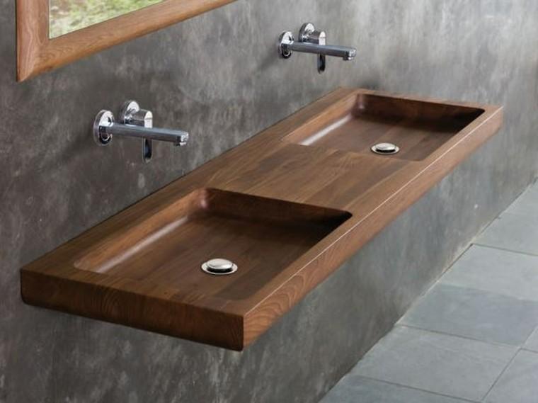 Những mẫu lavabo gỗ thuộc dòng này có thiết kế cực kì đa dạng, từ kiểu đặt bàn tròn, vuông, chữ nhật