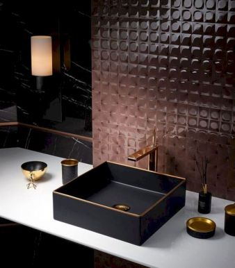 Những mẫu chậu lavabo màu đen viền ánh kim