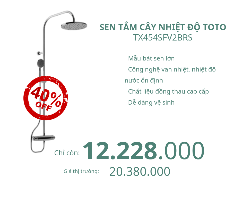 Sen tắm cây nhiệt độ Toto TX454SFV2BRS giảm 40%