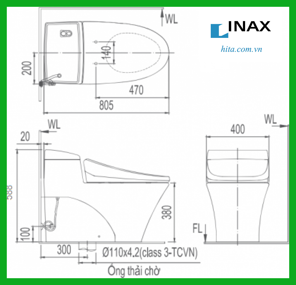 Bồn cầu 1 khối INAX AC-1017VRN