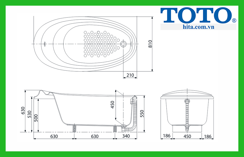 Thống số kỹ thuật của bồn tắm TOTO PPY1610HPWE#P