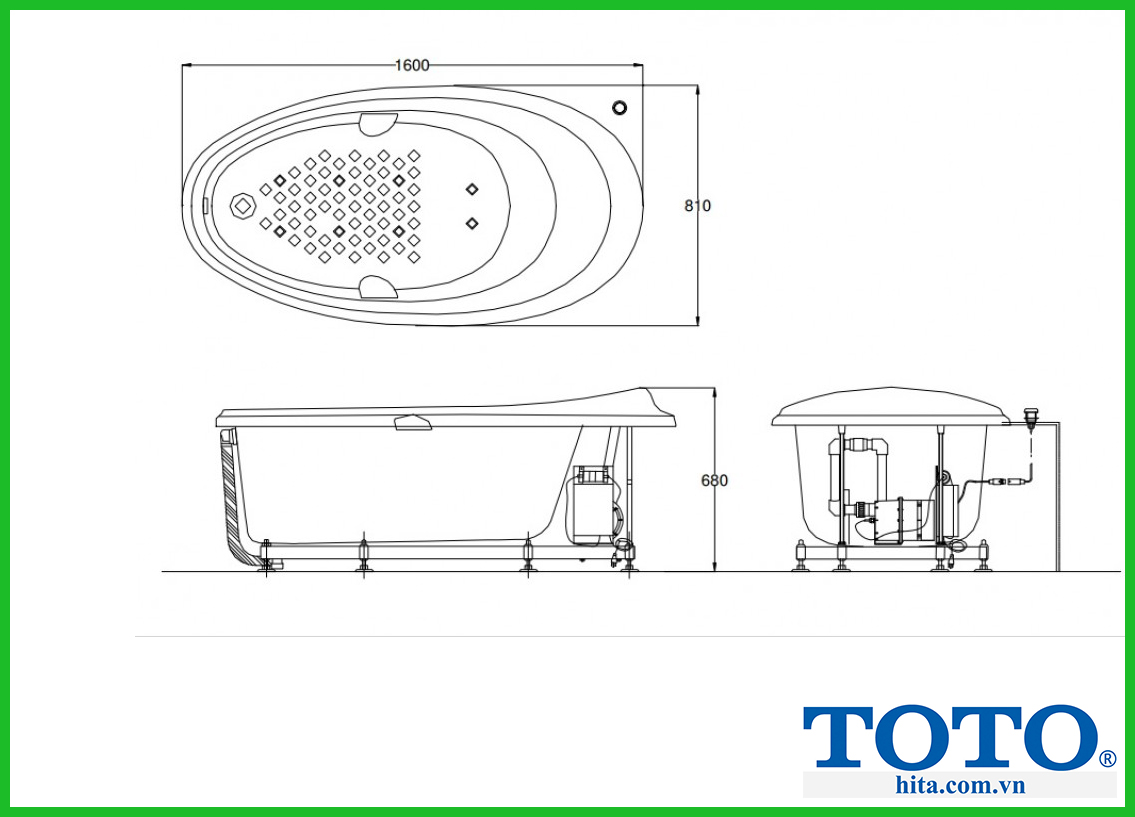 điểm nổi bật từ thông số của bồn tắm TOTO PPYB1610RHPWE#P