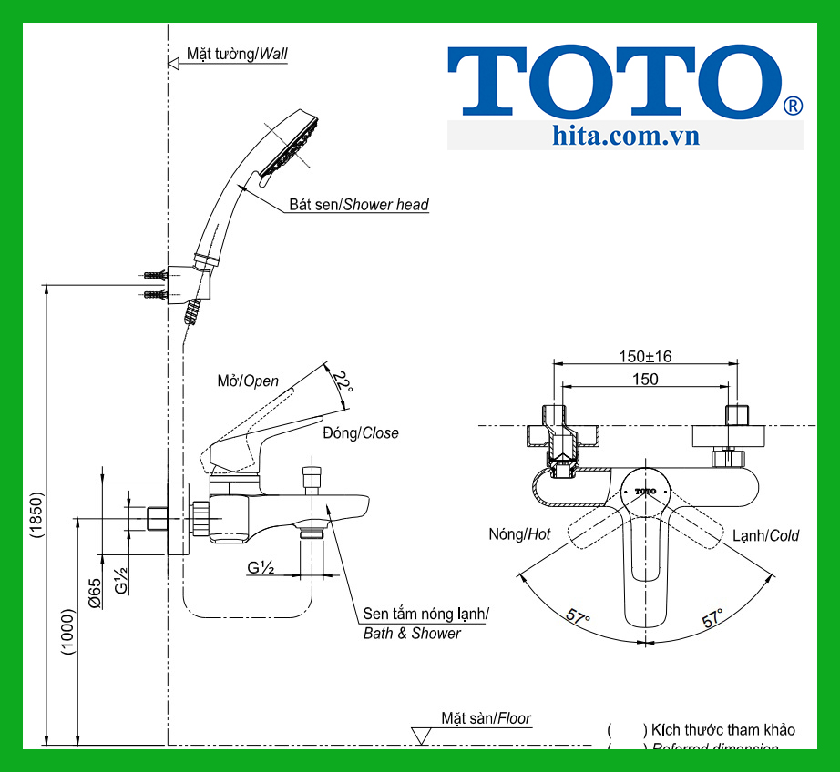 Bộ sen tắm Toto TBG03302V TBW02005A