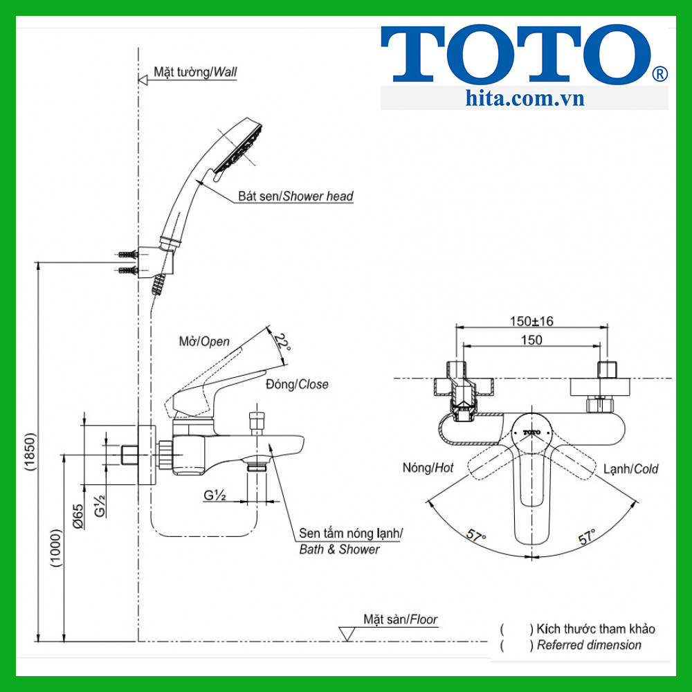 Bộ sen tắm Toto TBG04302V TBW01010A