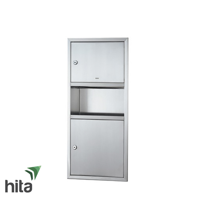 bộ tủ đựng giấy và thùng rác TOTO DS712U kết hợp thiết kế âm tường