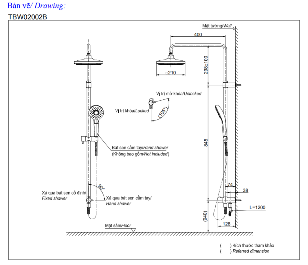 Bộ sen cây nóng lạnh TOTO TBW02002BA TBG04302VA TBW02006A