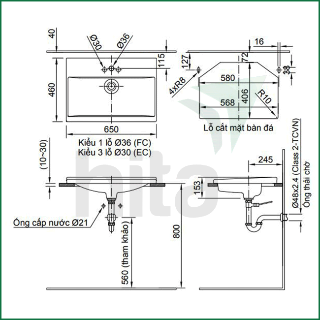 Thông số kic thuật la dương vành inax AL-2397V