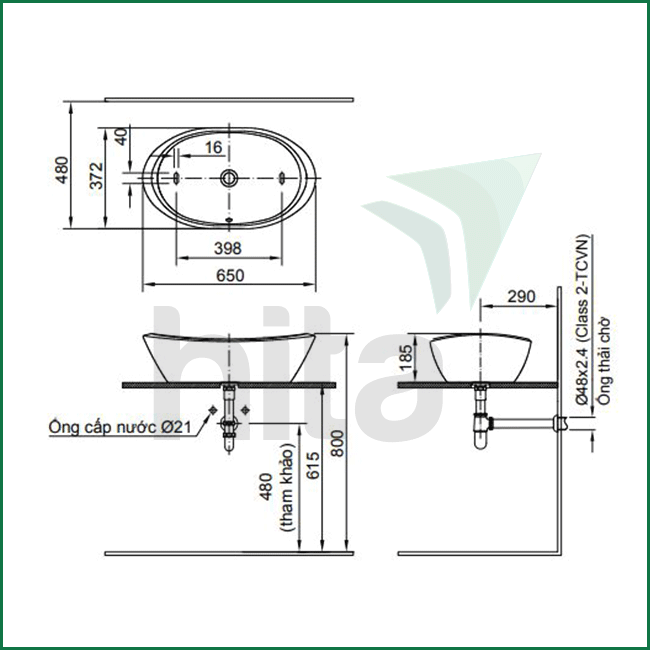Thông số kĩ thuật lavabo đặt bàn inax