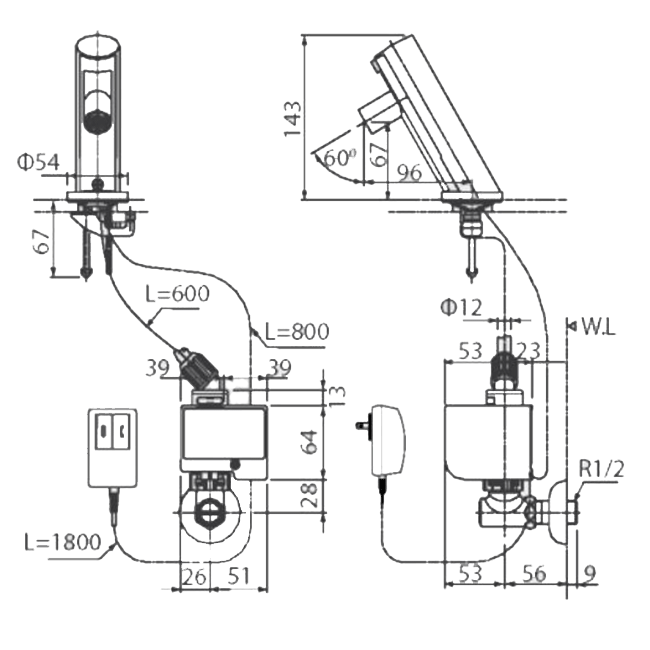 Thông số kĩ thuật vòi lavabo INAX cảm ứng chất lượng cao AMW-90K(220V)