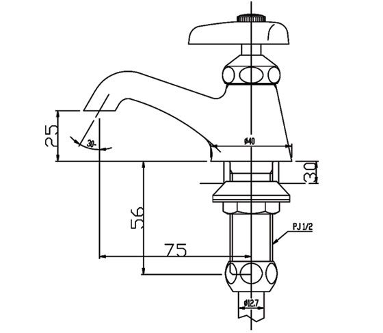 Thông số kĩ thuật Vòi chậu lavabo nước lạnh INAX LF-1P