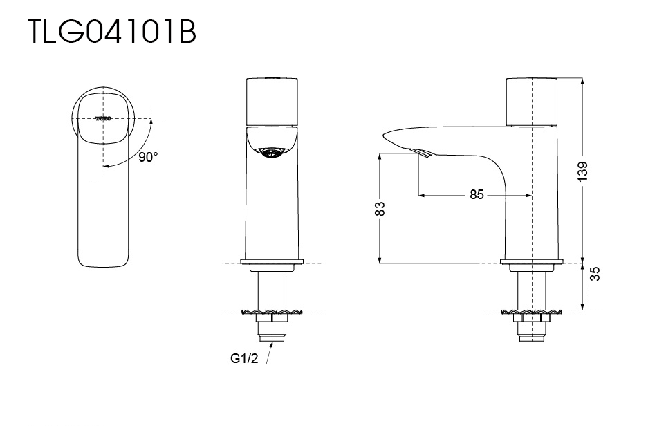 Thông số kĩ thuật Vòi chậu lạnh TOTO TLG04101B