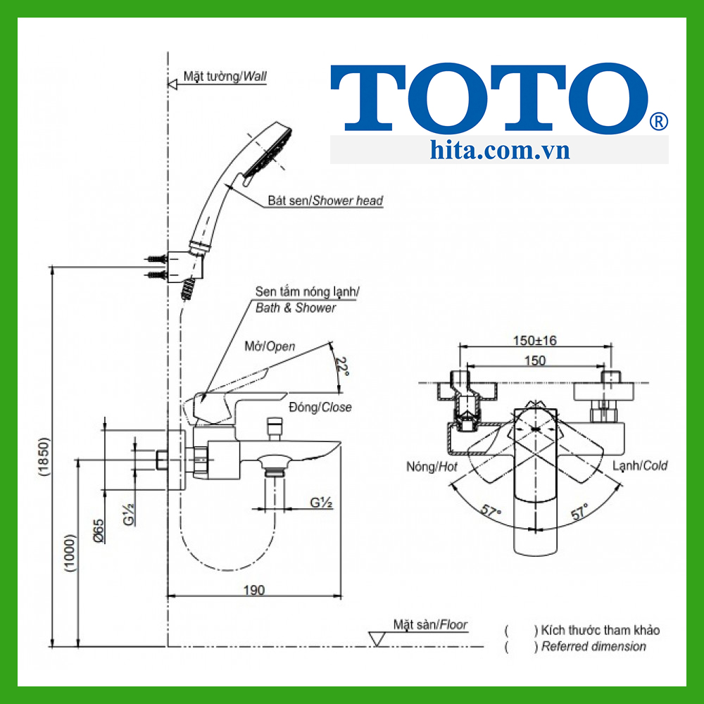 bộ sen tắm Toto TBG02302V TBW01008