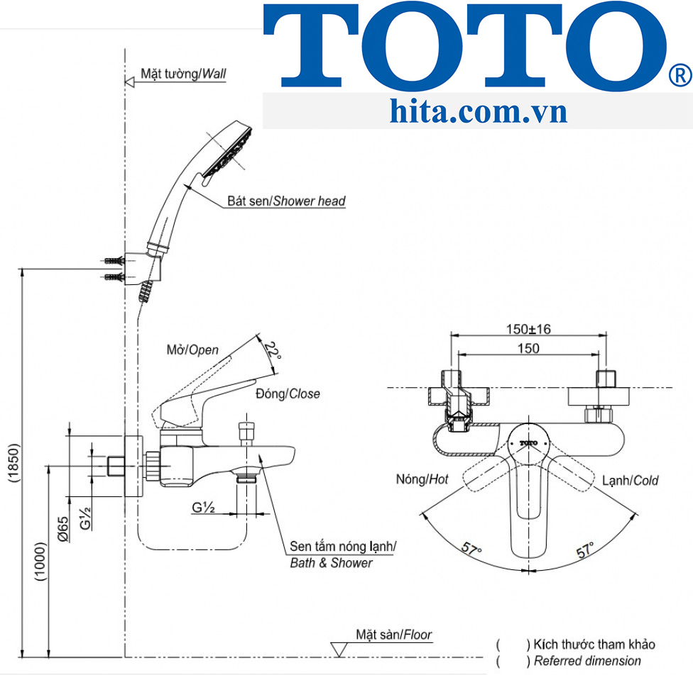 Bộ sen tắm Toto TBG04302V/TBW01008A