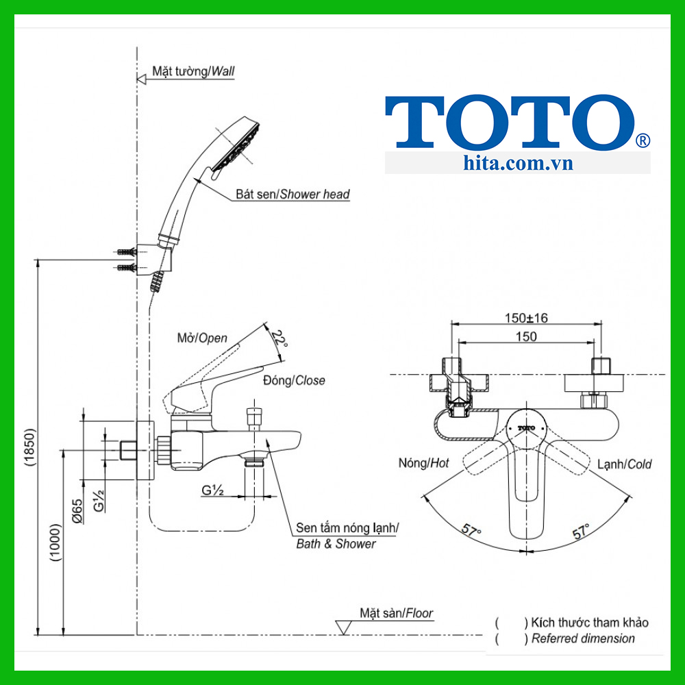 bộ sen tắm Toto TBS03302V TBW02005A