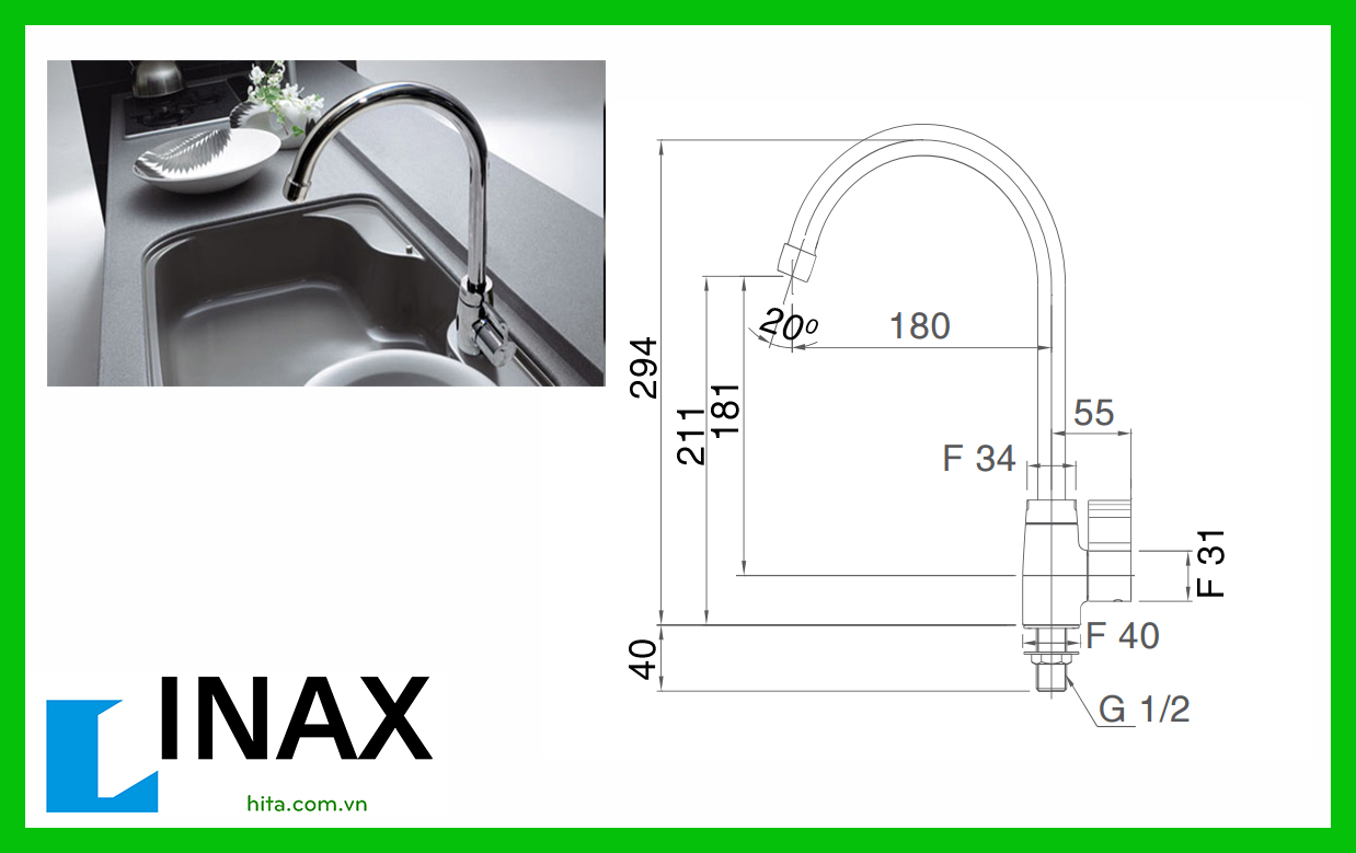 Vòi bếp rửa bát lạnh Inax SFV-21