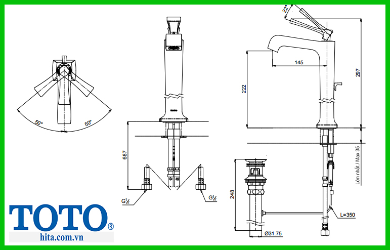 Vòi chậu nóng lạnh lavabo Toto DL367-2
