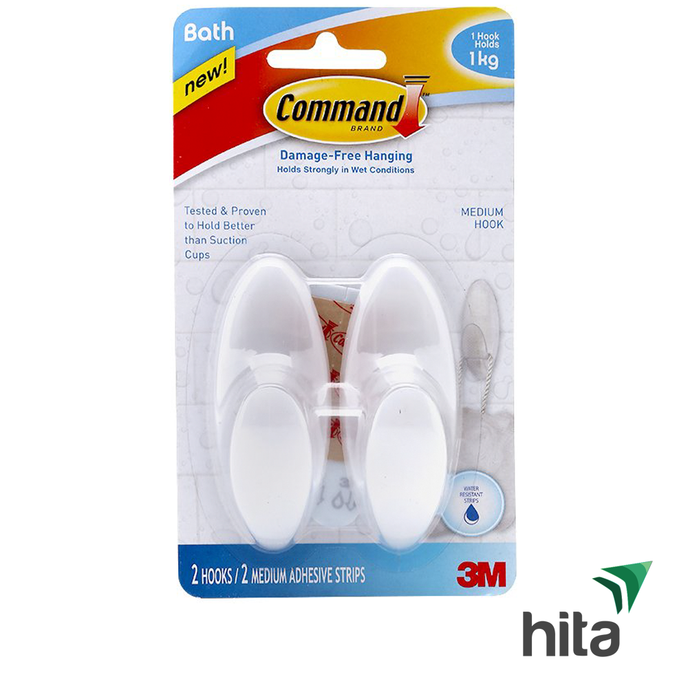 Móc treo quần áo dính tường phòng tắm Command 3M