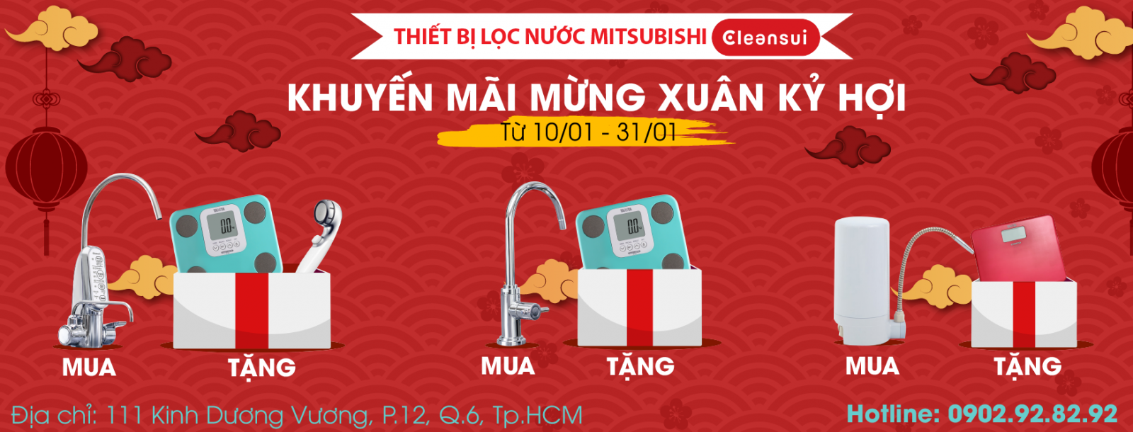 Chương trình khuyến mãi thiết bị lọc nước Mitsubishi Cleansui tết nguyên đán 2019 tại Tphcm