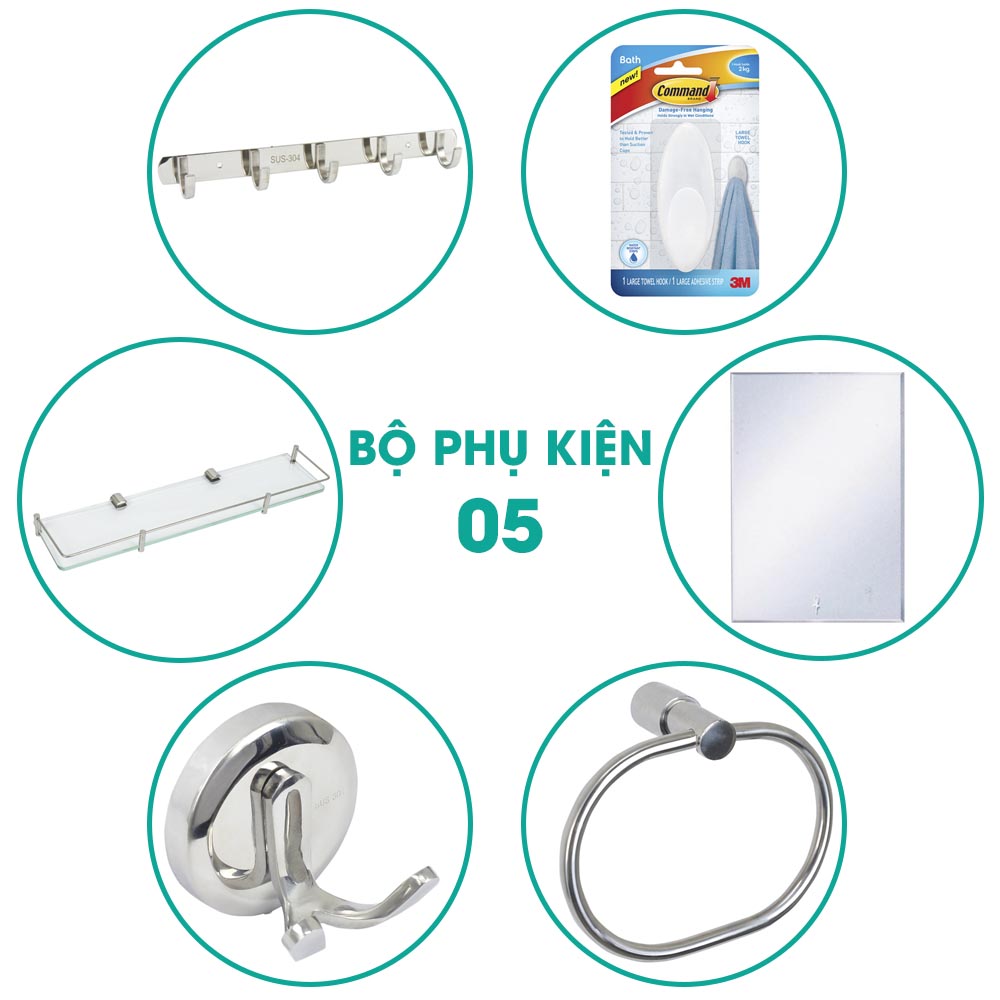 Bộ phụ kiện phòng tắm 6 món BPK05 giá cực rẻ, cực chất lượng