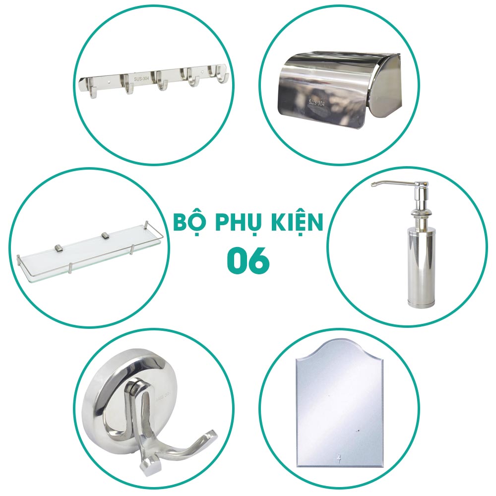 Bộ phụ kiện phòng tắm 6 món BPK006 khuyến mãi hấp dẫn nhất gồm nhiều mẫu sản phẩm