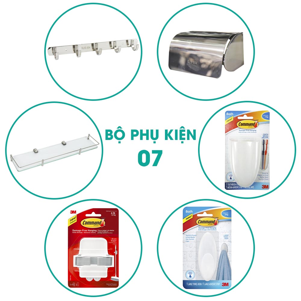 Bộ phụ kiện phòng tắm 6 món BPK007 giá vô cùng rẻ cho xây nhà