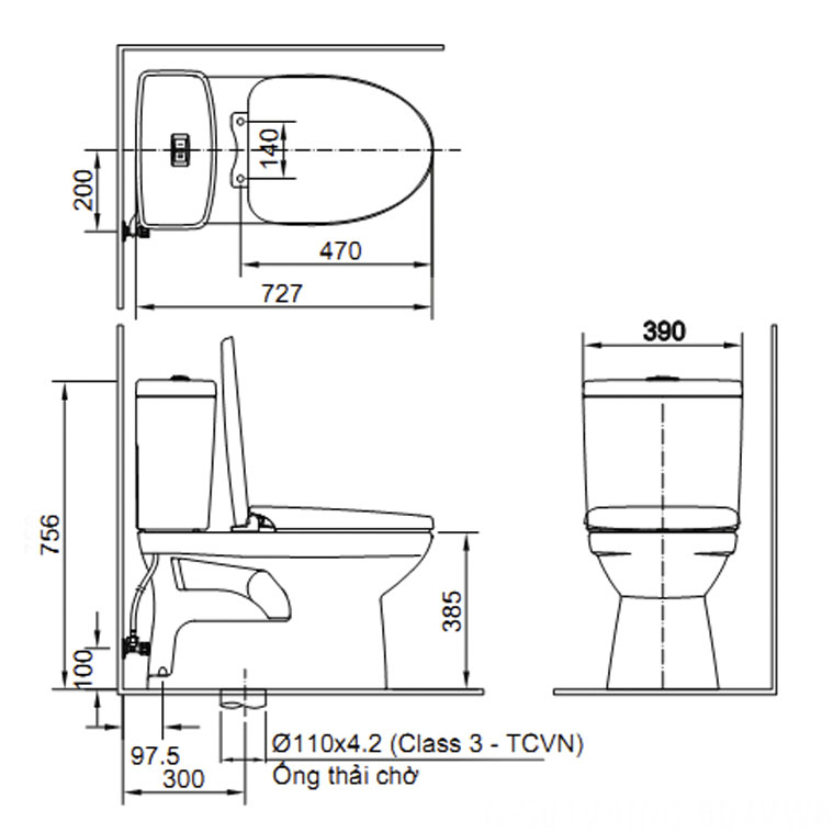 Bồn cầu 2 khối INAX C-504VAN