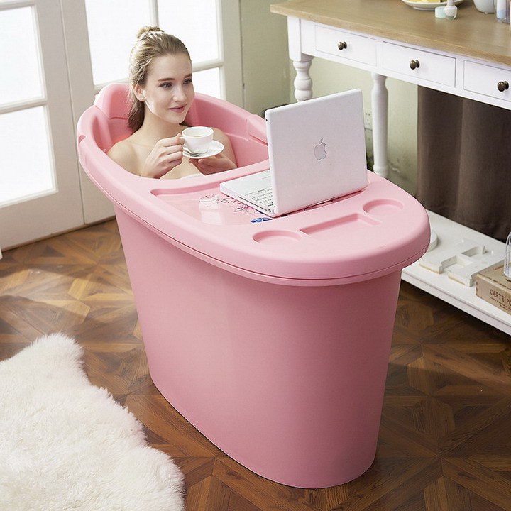 chậu tắm nhựa cho người lớn có nắp đậy