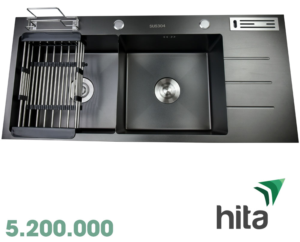 Chậu rửa chén sơn tĩnh điện Nano chống ồn loại lớn Hita HD10045SN