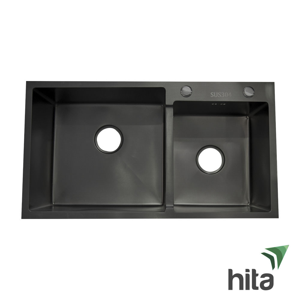 Chậu rửa chén bát inox phủ nano Hita HD8245LN màu đen
