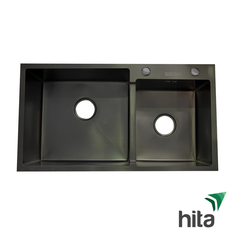 Chậu rửa chén bát inox phủ nano Hita HD8245LN nhỏ ngăn lệch