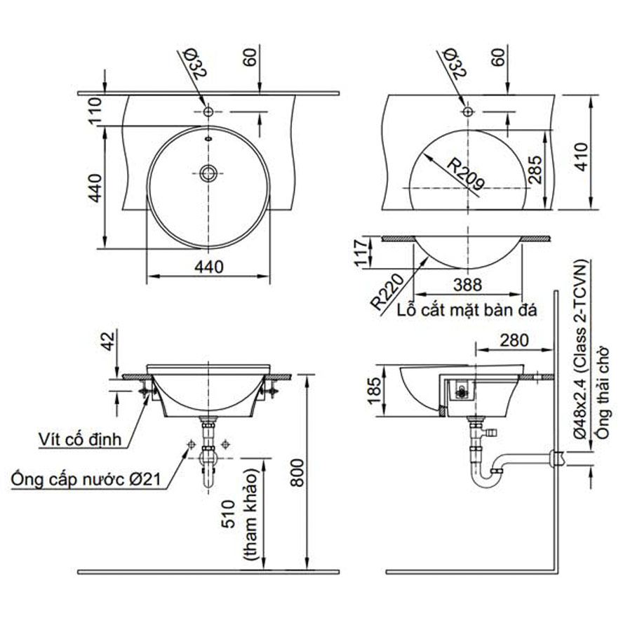 Chậu đặt bàn Inax L-333V - Bồn lavabo bàn đá giá rẻ