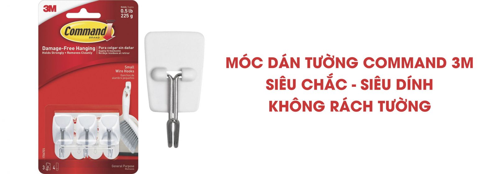 MÓC DÁN TƯỜNG COMMAND 3M SIÊU CHẮC KHÔNG RÁCH TƯỜNG
