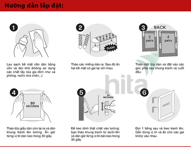 Hướng dẫn dán miếng dán treo tranh command 3m