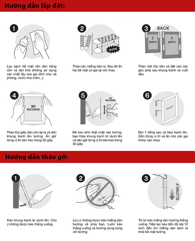 Hướng dẫn sử dụng miếng dán treo ảnh trên tường không cần đóng đinh Command 3M