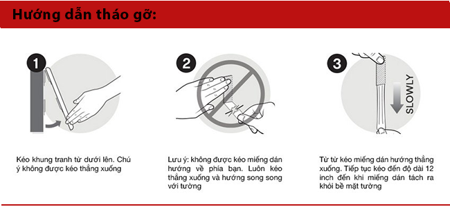 Hướng dẫn tháo miếng dán treo tranh command 3m