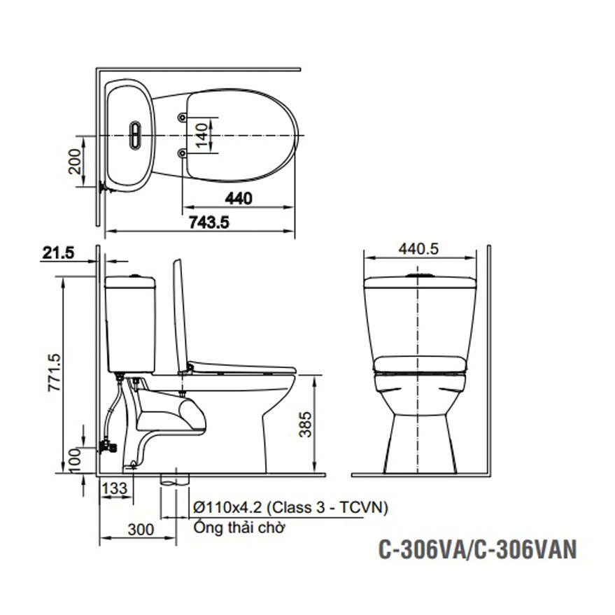 BỒN CẦU 2 KHỐI INAX C-306VA