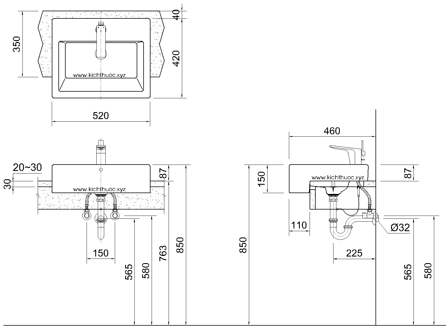 Đọc bản vẽ kỹ thuật trước khi lắp đặt chậu rửa mặt TOTO