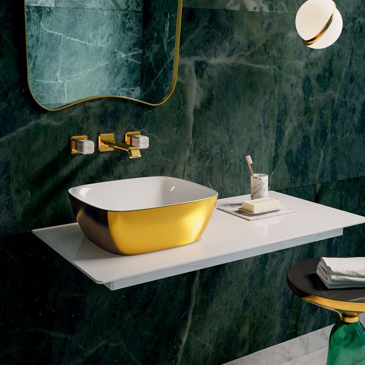 Lavabo mạ vàng đặt bàn