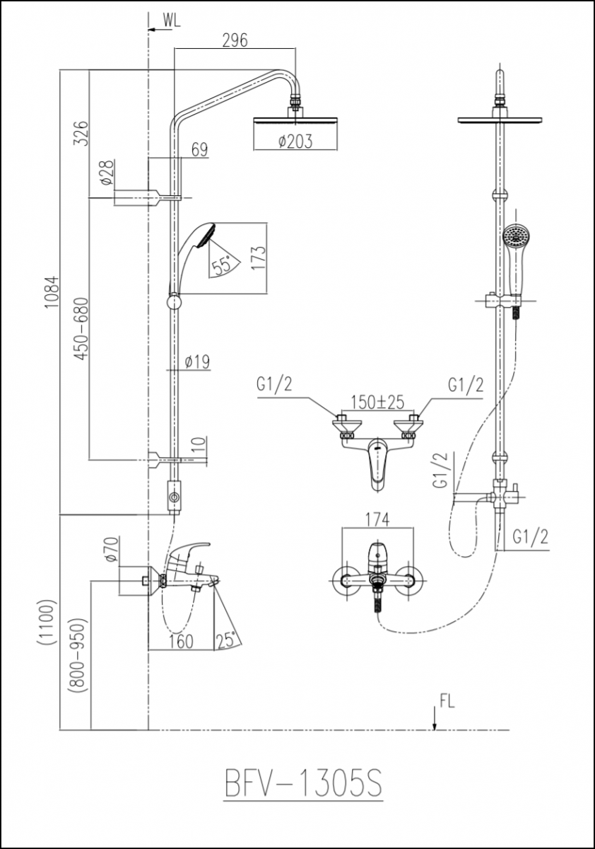 Bộ sen cây INAX BFV-1305S (BFV1305S) (bỏ mẫu)