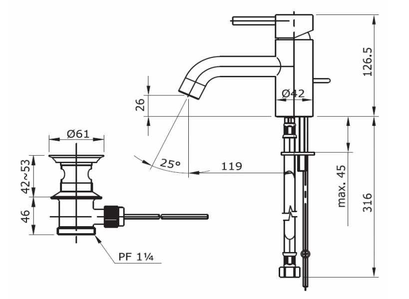 Thông số kĩ thuật vòi chậu TOTO TX115LESN