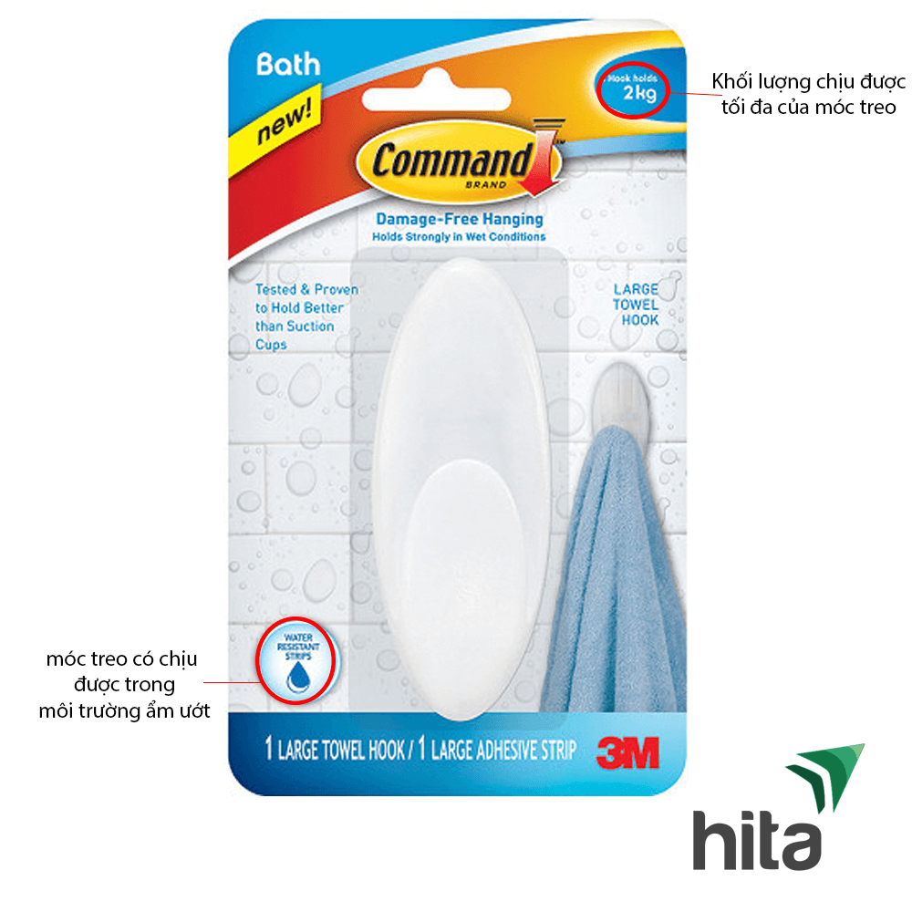Nhận diện móc treo quần áo dính tường Command 3M