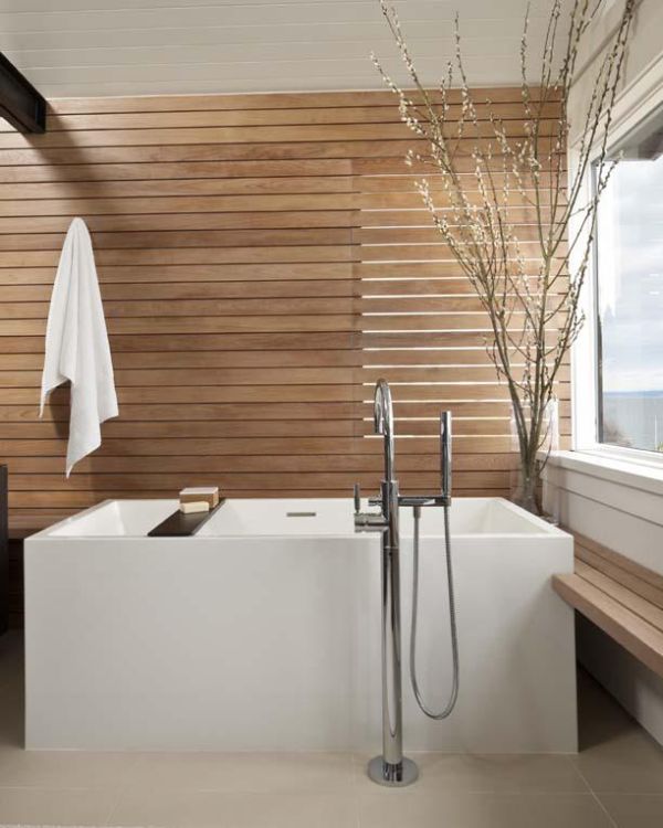 Dát các thanh gỗ tạo cảm giác như đang ở tiệm spa