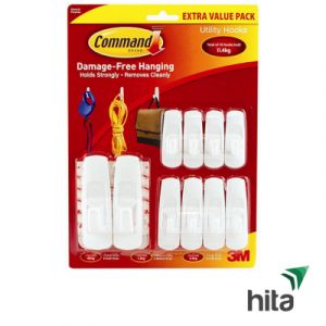 Móc dán tường 2.2+1.3+0.45kg vỉ 10 Command-3M