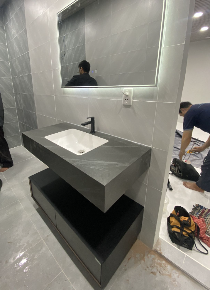 Đánh giá sản phẩm Bộ tủ chậu và tủ gương led size 1000mm MOWOEN MW6630R-100SB