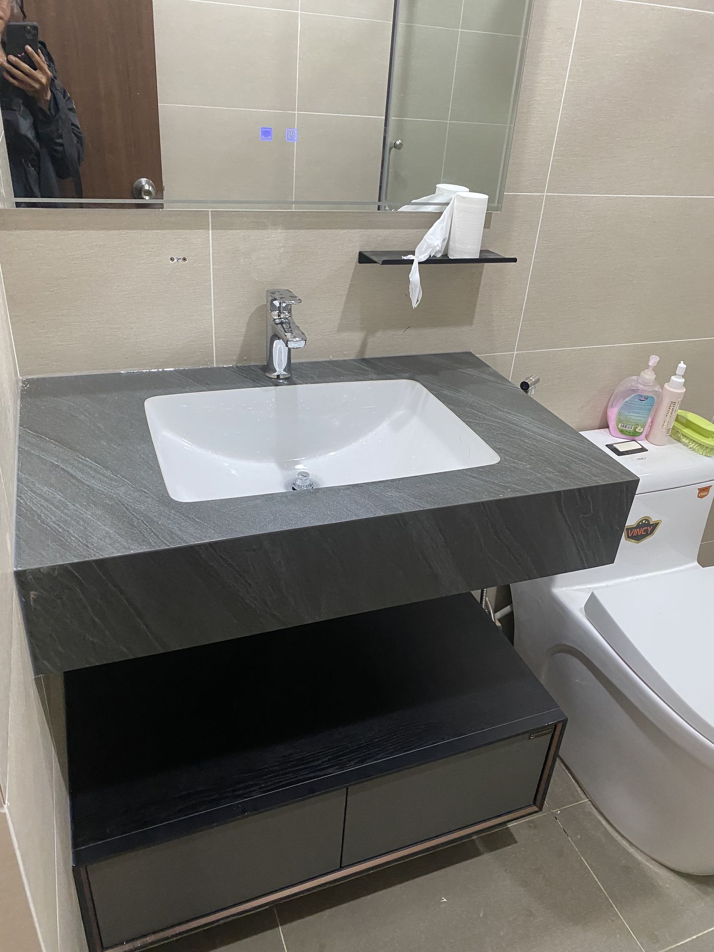 Đánh giá sản phẩm Bộ tủ chậu và tủ gương led size 800mm MOWOEN MW6630R-80SB