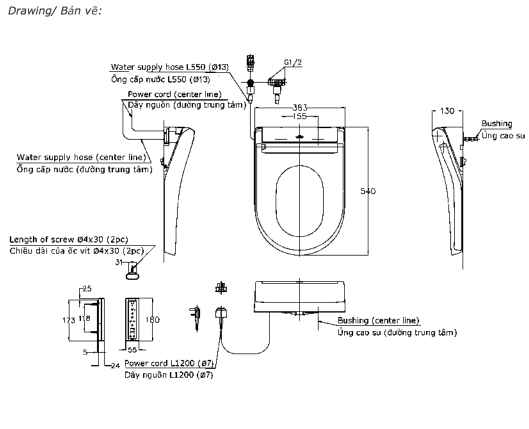 Nắp bồn cầu thông minh Washlet S5 TOTO TCF34320GAA