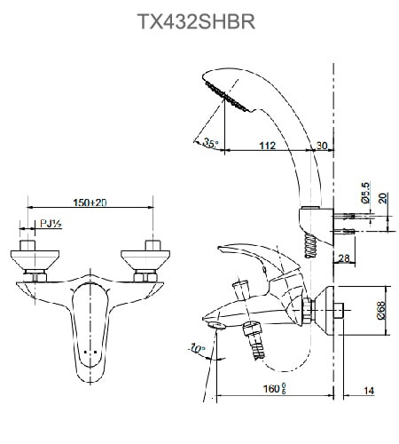 Bộ sen tắm nóng lạnh TOTO TX432SHBR