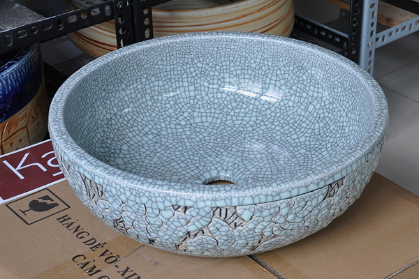 Chậu lavabo đặt bàn Kanly sứ hoa văn SU126