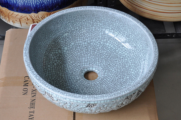 Chậu lavabo đặt bàn Kanly sứ hoa văn SU126